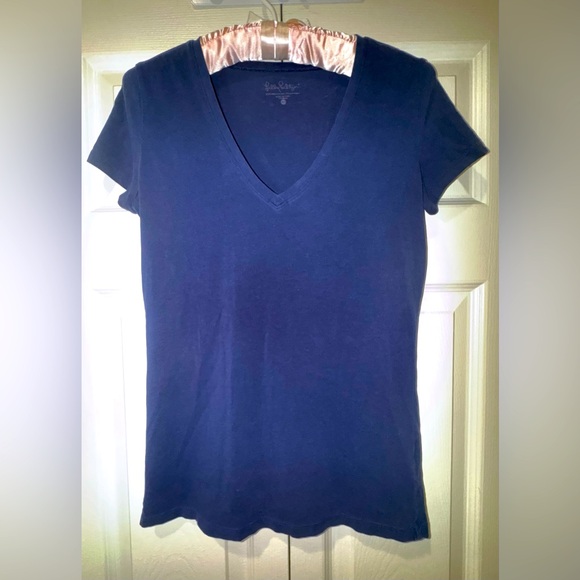 Lilly Pulitzer Navy V-Neck Women’s Top. Size XS. VGUC - Picture 1 of 10